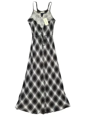 Preppy Plaid Slip Maxi Dress Size XS 100% cotton thumbnail 3