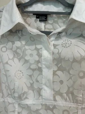 White semi sheer floral long sleeve top thumbnail 5
