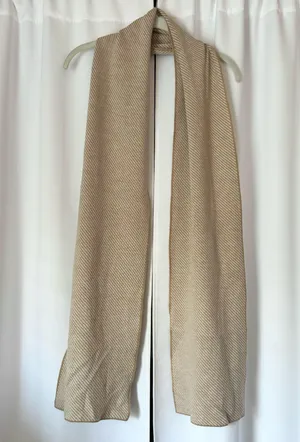 EXPRESS Beige Cream Wool & Acrylic Long Scarf thumbnail 1