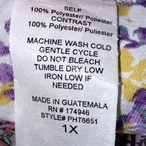 NWOT CHICSOUL Boho Cottagecore Patchwork‎ Purple Yellow Floral Blouse - 1X thumbnail 4