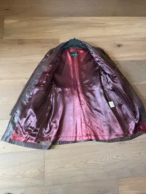 Great Things Vintage Chocolate Brown Genuine Leather Long Coat Jacket Size Large thumbnail 9