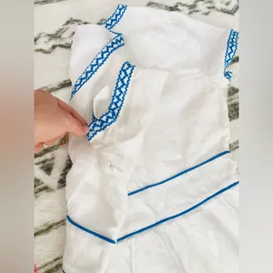 J.Crew White 100% Linen Embroidered Midi Dress Blue Ric Rac Button Front Size 2 thumbnail 11