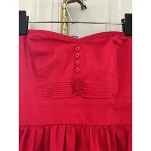Bebop Babydoll Strapless Red Pin Tuck Pleat Micro Mini Dress Coquette Y2K Twee thumbnail 2
