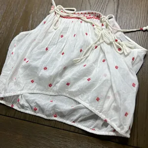 FREE PEOPLE Eternal Love Embroidered Top in White & Red Large thumbnail 3