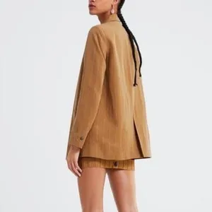 Zara Women’s Linen-blend Striped‎ Blazer Jacket in Mustard Yellow Size S thumbnail 14