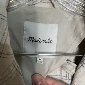 Madewell‎ Dorset Linen Cotton Windowpane Tan Blue Two Button Blazer thumbnail 7