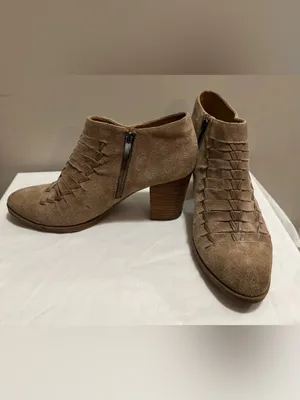 Franco Sarto Tan Suede Woven Ankle Boots Size 9 – Zip Booties thumbnail 2