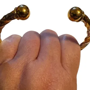 Gold and Silver Twisted Cuff Bracelet One Size thumbnail 6