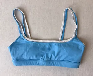 Wilo The Label Layered Activewear Sports Bra Crop Top Women Large Blue White thumbnail 1