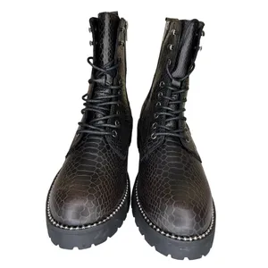 Very G Conquest Ankle Boots Black Snakeskin Block Heel‎ Lace Up Women’s Size 11 thumbnail 6