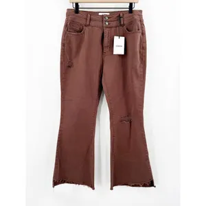 Ceros Jeans Womens SZ 30 NWT Phoenix High Rise Flare Distressed Mocha Denim Crop thumbnail 2