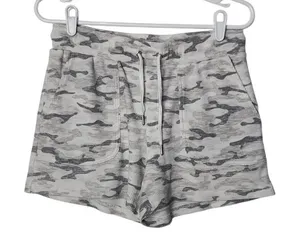 Rachel Zoe Gray Camouflage Waffle Knit Drawstring Lounge Casual Shorts Medium thumbnail 1
