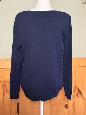 Tommy Hilfiger Navy Off-the-Shoulder Sweater with Gold Shoulder Buttons XL NWT thumbnail 4
