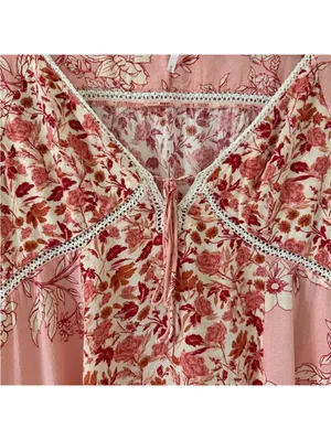 Free People Odette Printed Tunic Top Pink Pedal Combo size medium thumbnail 7