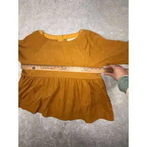 Anthropologie Maeve Women's S Maria Babydoll Button Back Corduroy Peplum Top thumbnail 5