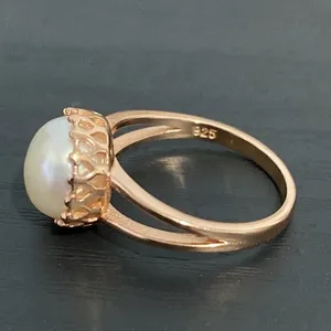 Rose Gold Over Sterling Silver Pearl Ring Size 7.75 Pink thumbnail 7