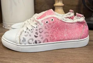 Pink Ombre Leopard Casual Sneakers Size 7 thumbnail 1