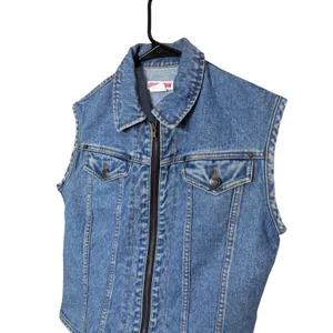 Vintage‎ Cosmopolitan Denim Vest Womens M Blue Jean Zipper front thumbnail 2