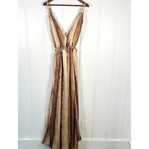ASOS Boho Maxi Halter Chain Waist Reptile Snake Print Side Splits Dress Sz 8 thumbnail 4