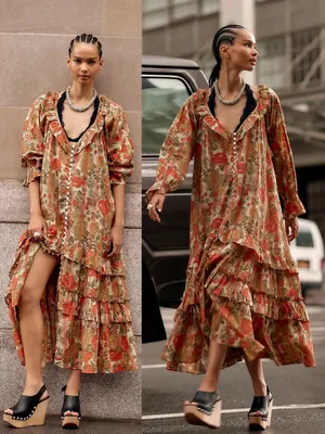 Free People Garden Wonders Maxi Dress Retro 70s Bohemian Floral Size Large thumbnail 2