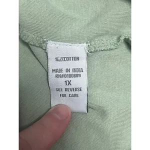 Karin Hart Women's Sage Green Cotton‎ Short Sleeve Scoop Neck T-Shirt Size 1X thumbnail 6