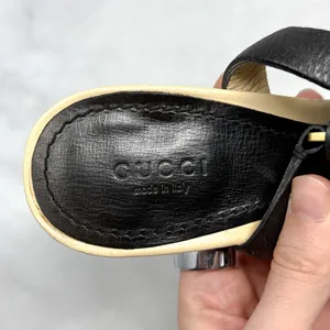 GUCCI Vintage Y2K Leather Square Open Toe Strappy Stiletto Heel Sandal Black 9.5 thumbnail 9