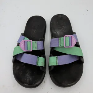 Chacos Chillos Slide Sandals Women 9 Black Green Purple Colorblock Straps J106604 thumbnail 4