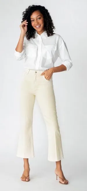 J Brand Julia High Rise‎ Flare Jeans Amaya Cream Cropped 29 thumbnail 1