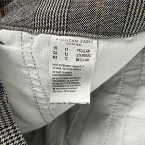 American Eagle Poppy Trouser Wide Leg Grey Plaid Academia Career Pant Size 12 thumbnail 11