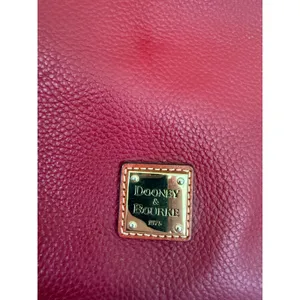 Dooney & Bourke Pebble Grain Leather Hobo Shoulder Bag Burgundy Wine Tan Trim thumbnail 3