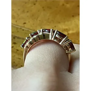 Natural Red Garnet Sterling Silver Ring Size 6.75 thumbnail 2
