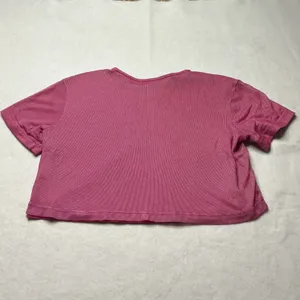 Nike Air Womens Pink Mesh‎ Overlay Crop Top XS Short Sleeve Graphic Tee thumbnail 4
