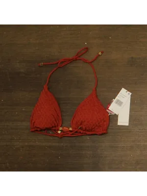 NWT Red Carter Classic Beaded Triangle Bikini Top Swim Ember Orange Brown M thumbnail 3