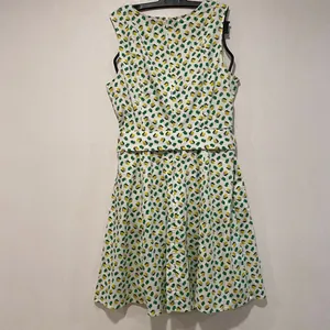 Boden Dress US 12R Lemon Print Fit & Flare Belted Summer Sundress thumbnail 3