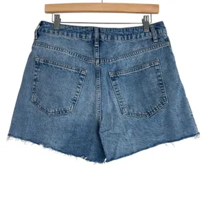 Topshop Cutoff Jean Shorts Medium‎ Wash Denim Raw Hem High Rise Western Size 8 thumbnail 3