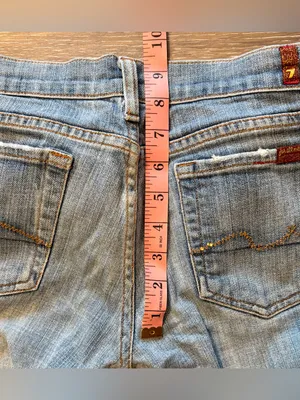 7 For All Mankind Medium Wash Flare Jeans 26 Stretch Denim Y2K USA thumbnail 11