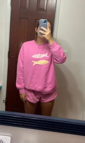 Pink Sweatshirt With Fish On It thumbnail 1