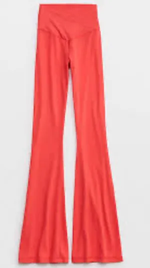 Aerie Coral Pink Flare Leggings thumbnail 1