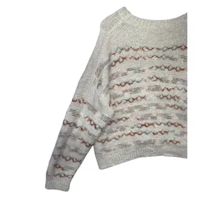 Altar'd State‎ Knit Geometric Pullover Cream Cozy Textured Relaxed Sweater L thumbnail 7