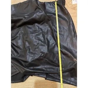 Rainbow Black Faux Leather Mini Skirt Tulip Hem Draped Bodycon‎ Small NEW thumbnail 5