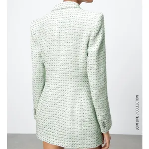 Zara Tweed Green Blazer thumbnail 3