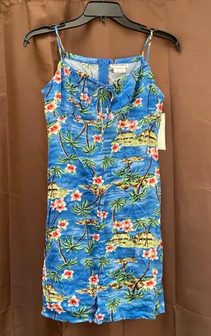 Mirrors Vintage Tropical print blue dress front tie NWT thumbnail 1