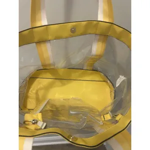 Large Yellow Trimmed Clear Bag Stadium Tote Game Day Beach Concert Sports Vacay thumbnail 3