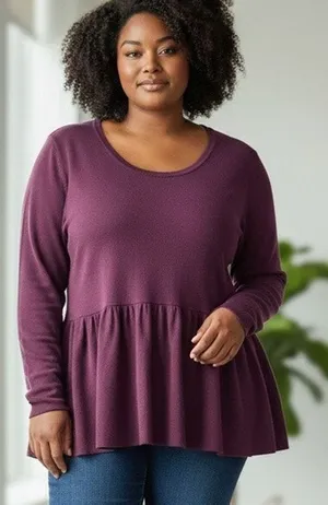 Lane Bryant Burgundy Top 22/24 Peplum Velvet Corset Ties in Back Boho Cottage thumbnail 1
