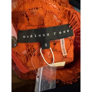 Endless Rose Bodysuit Women Small Orange Lace Cutout‎ Back Long Bel Sleeve NWT thumbnail 11