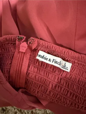 Abercrombie & Fitch Long Sleeve Sweetheart Neck Mini Dress Coral Pink Size Large thumbnail 4