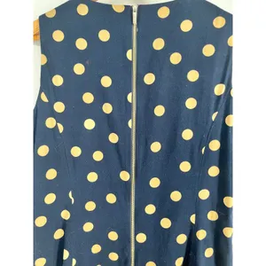 ANNE KLEIN Polka Dot Sheath Dress Womens 12 Navy Blue Tan Sleeveless Pockets thumbnail 9