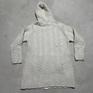 Aran Wool Knot Hooded Zip Up Sweater Women's SZ Small Merino Wool Fisherman thumbnail 6
