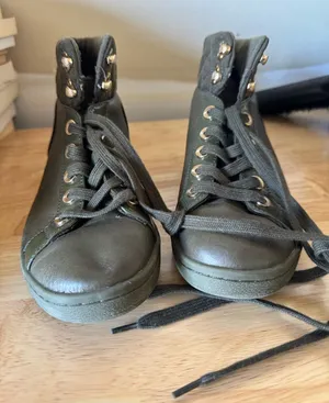 ALDO Elza Olive Green Quilted High-Top Fashion Sneakers / Boots W US 7 thumbnail 1