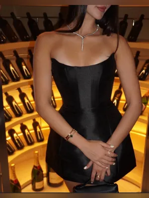 Heiress Beverly Hills The Sheen Corset Strapless Black Mini Dress MEDIUM thumbnail 2